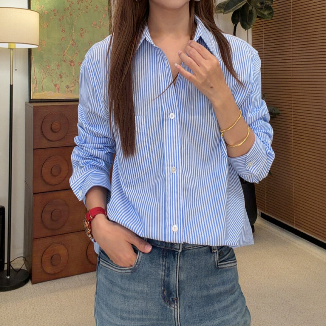 “东丽衬衣” 2025新款秋款高智淡人风时髦条纹衬衫