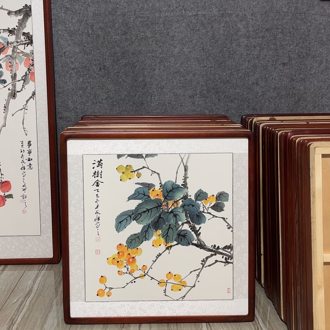 国画书画作品带框63×63