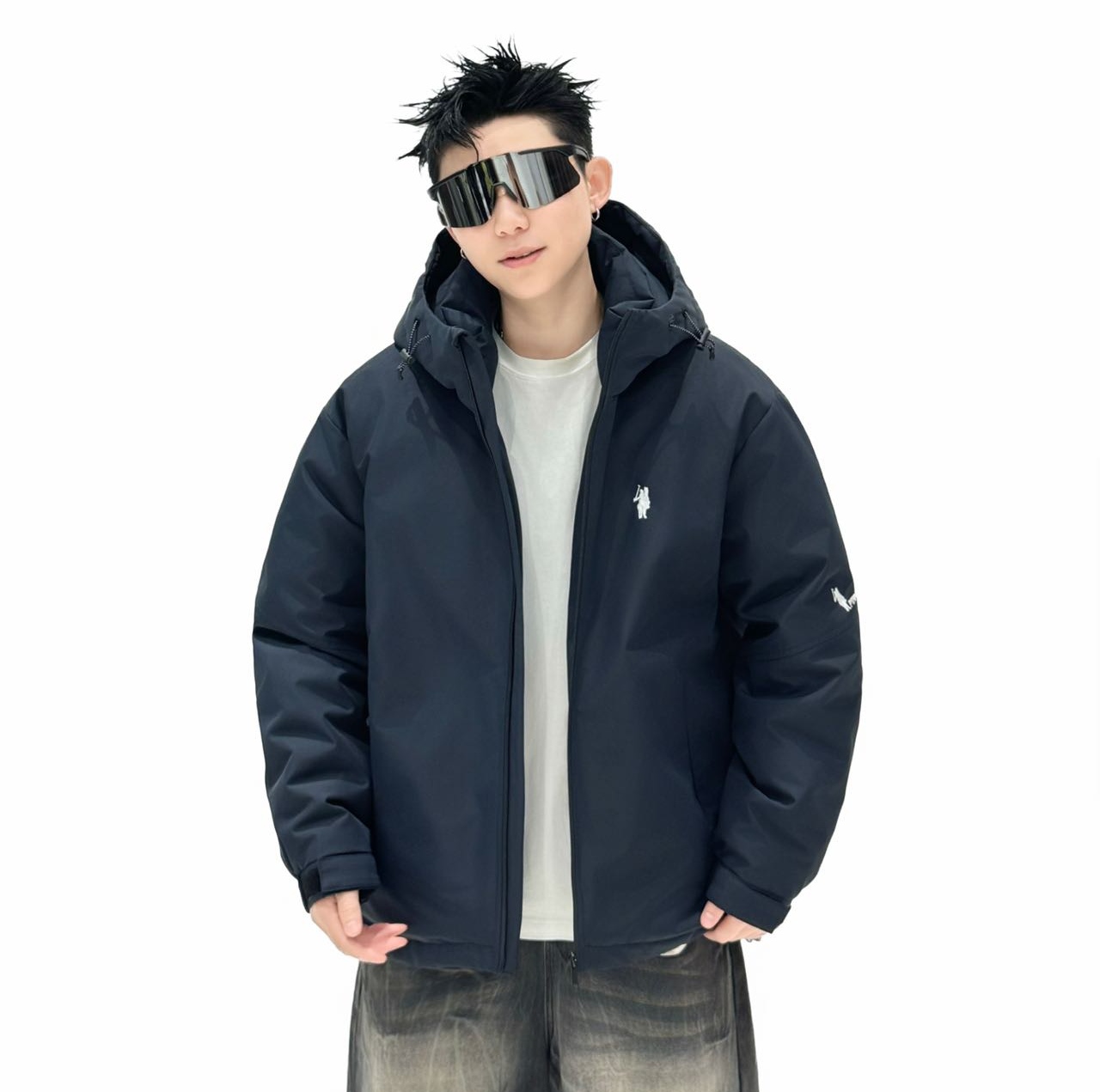 （欣姐臻选)加厚连帽保暖外套男女情侣装短款潮牌防寒棉服