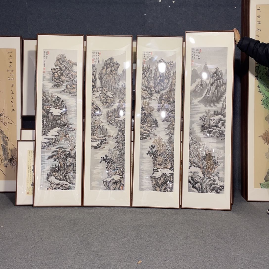 国画手绘画作品带框发货