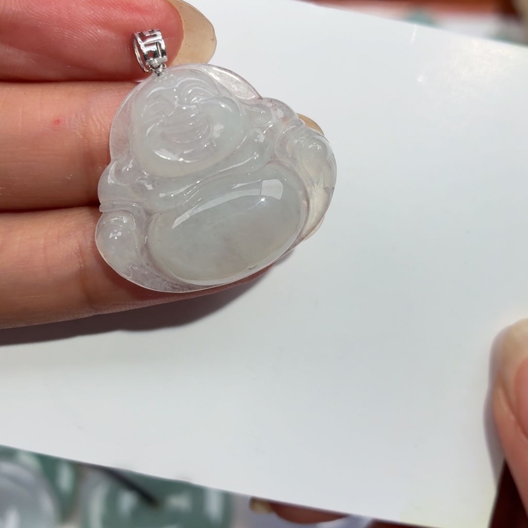 颈饰18K金镶嵌翡翠佛公吊坠卡28/5.8