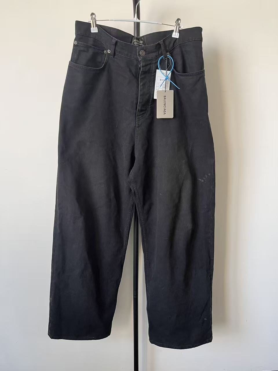 未使用 Balenciaga/巴黎世家 纯色拉链阔腿牛仔裤 S码 01755