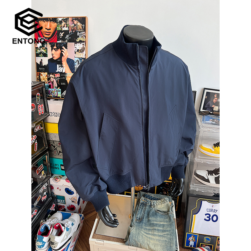Entong美式宽松飞行夹克外套男款秋季潮牌痞帅廓形短款运动棒球服