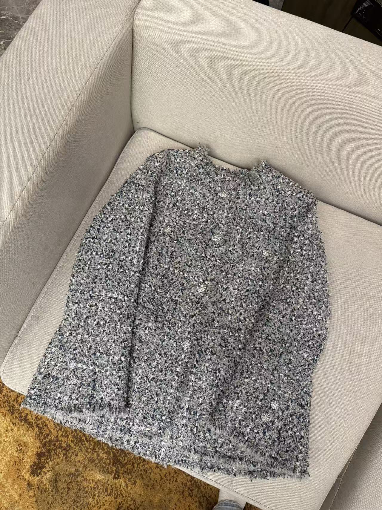 AW251143  秋冬财阀千金既视感中长款流苏羊毛小香风外套