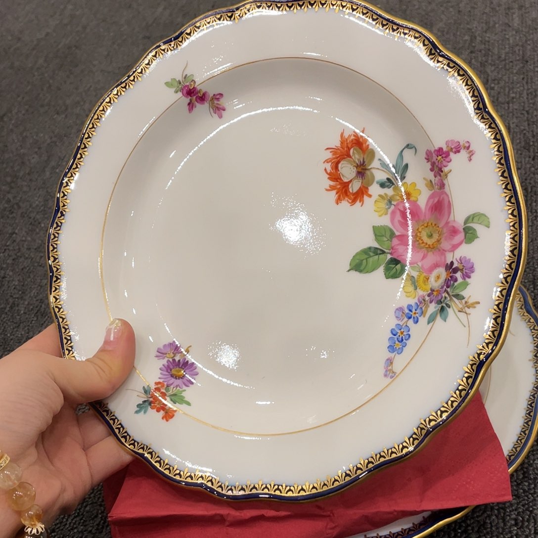 瓷片中古一等a边甜品盘21cm