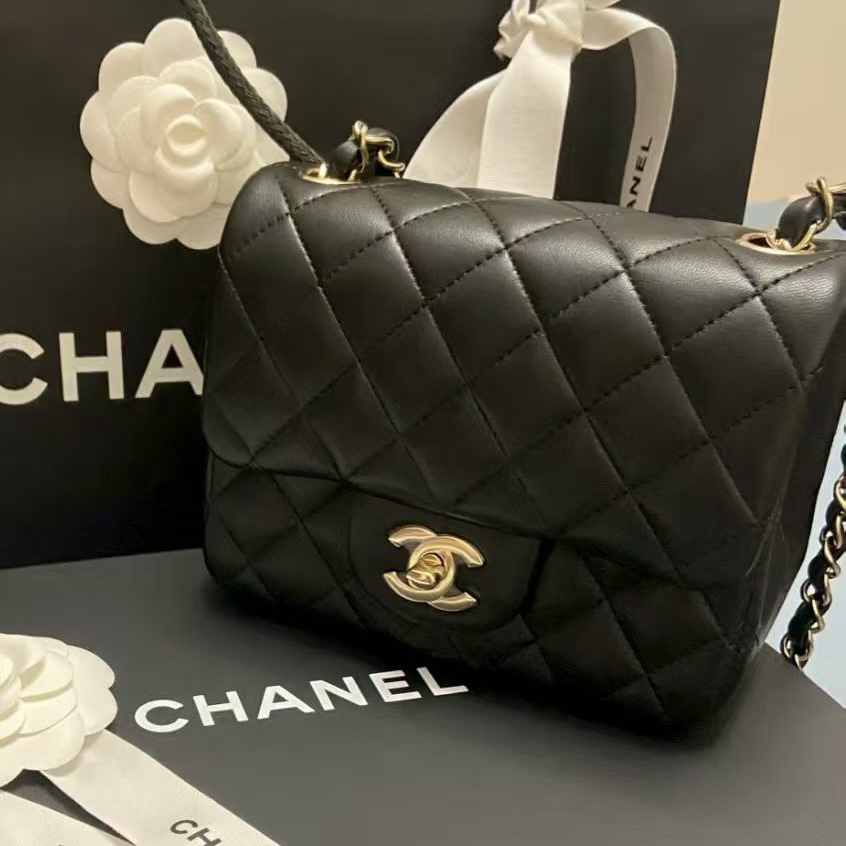 未使用 Chanel/香奈儿 经典黑金方胖子 25c 芯片款 斜挎包