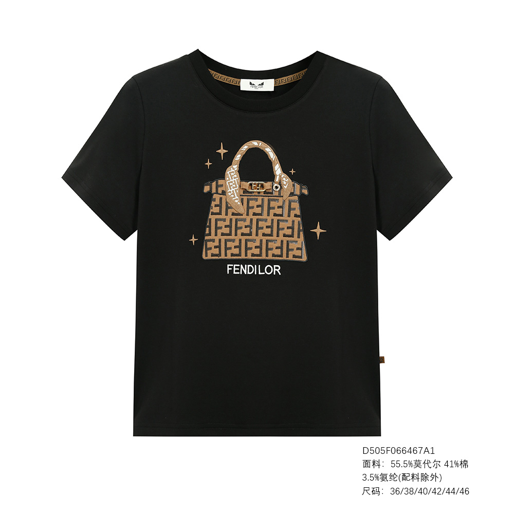 FENDILOR小怪兽25年秋冬款女士短袖T恤 D505F066467A