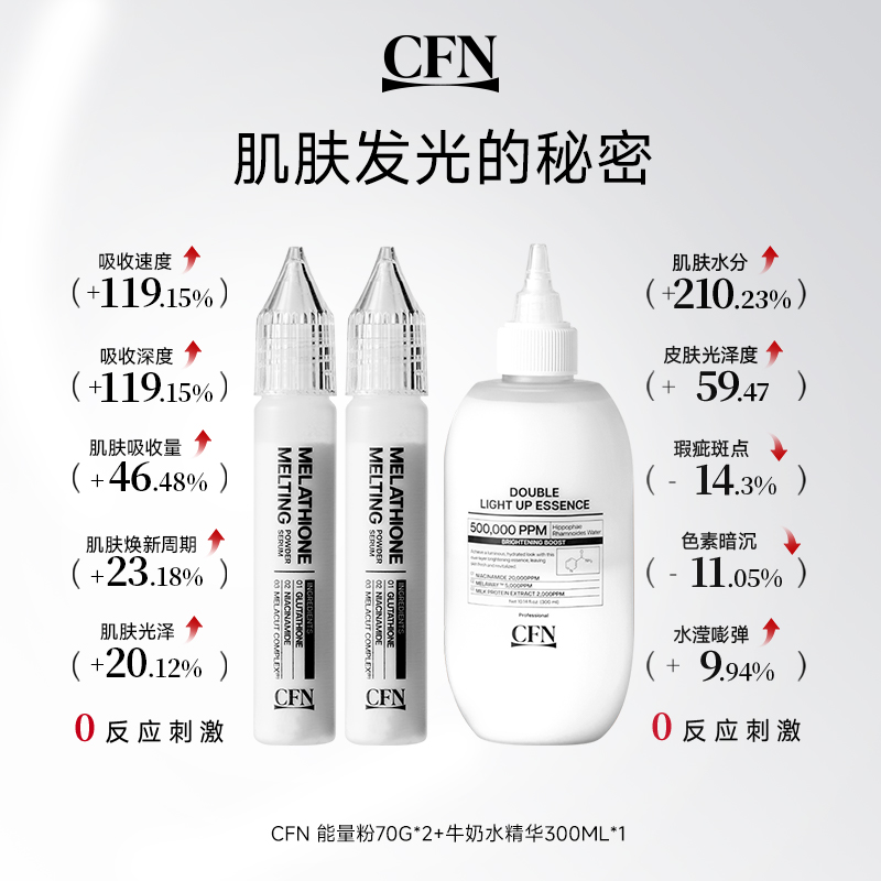 CFN牛奶美白精华油+CFN粉转霜提亮因子能量粉
