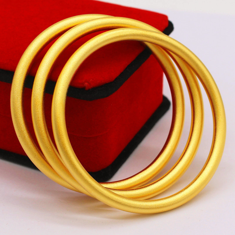 铜合金手镯 粉丝专享古法传承手镯 女士磨砂素圈实心合金镀金手镯