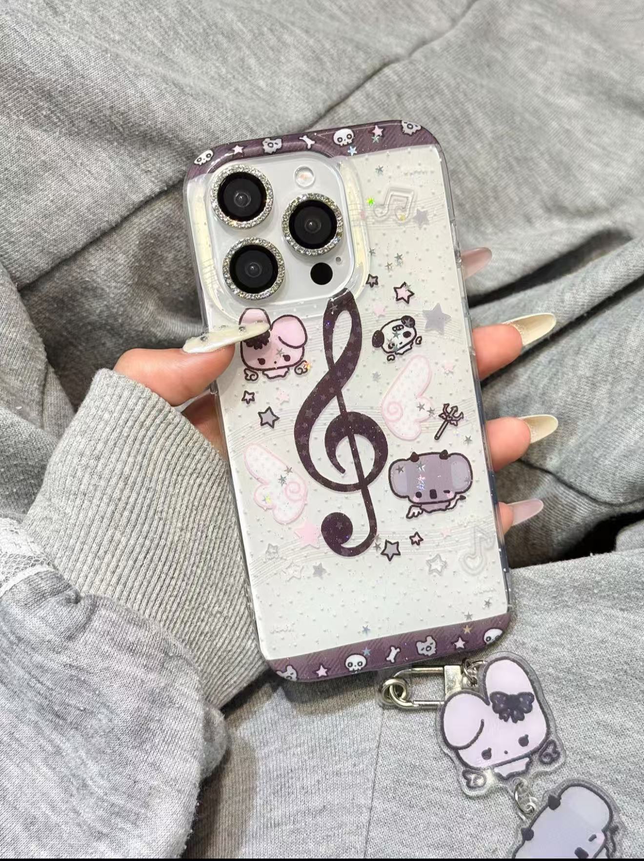 细闪粉星星波点音符宠物挂件适用苹果16promax手机壳15iphone14壳