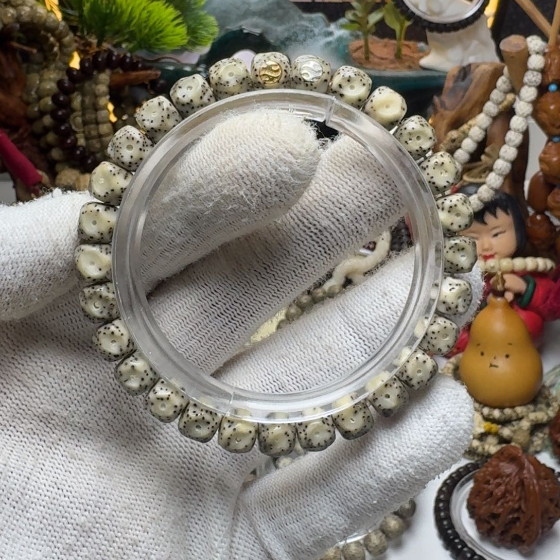 星月菩提手串8号车尺寸8.7石玉双标无相单圈