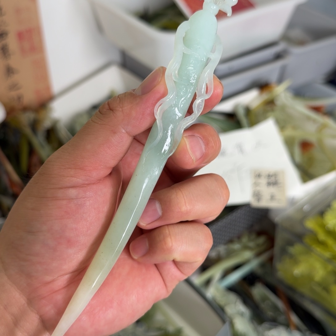 岫玉未镶嵌发饰明君玉簪就是好看