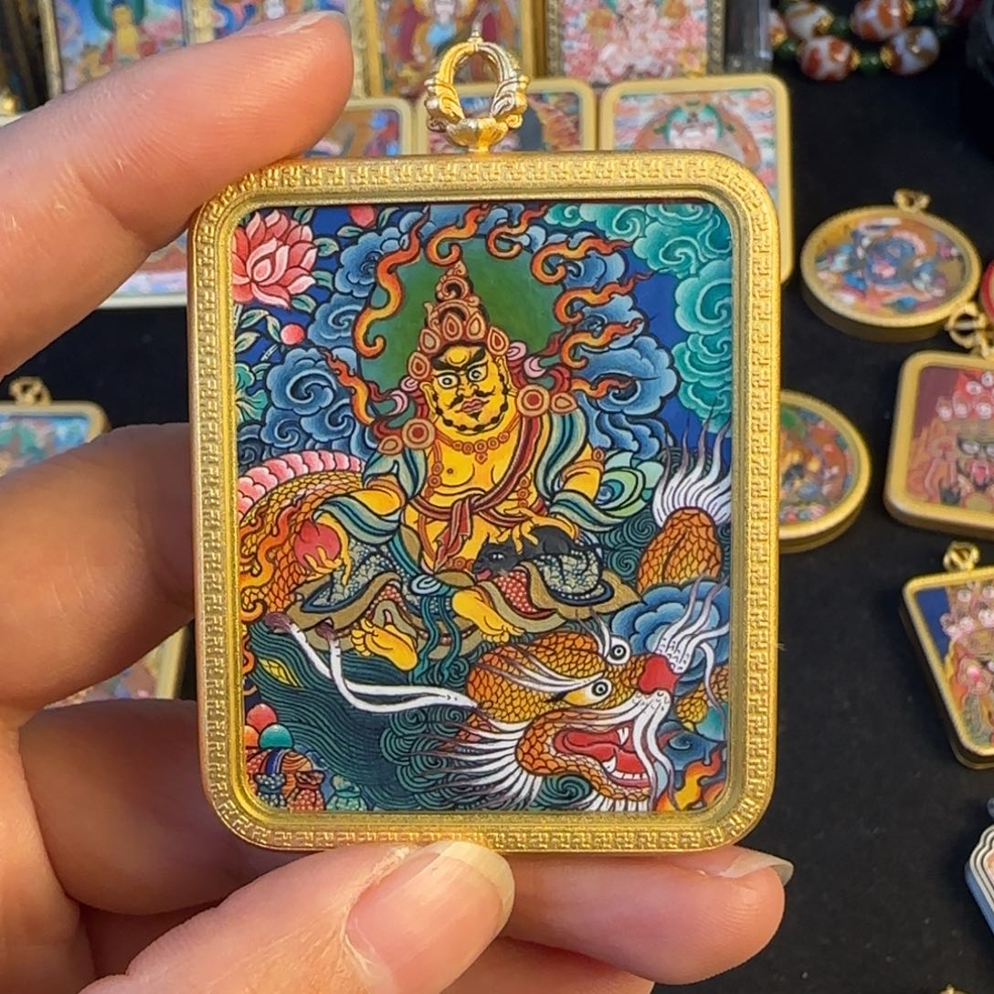 吊坠黄财神热贡唐卡
