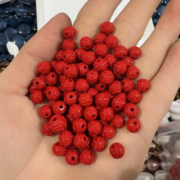 玛瑙/玉髓合金珠宝半成品20个6mm回文圆珠