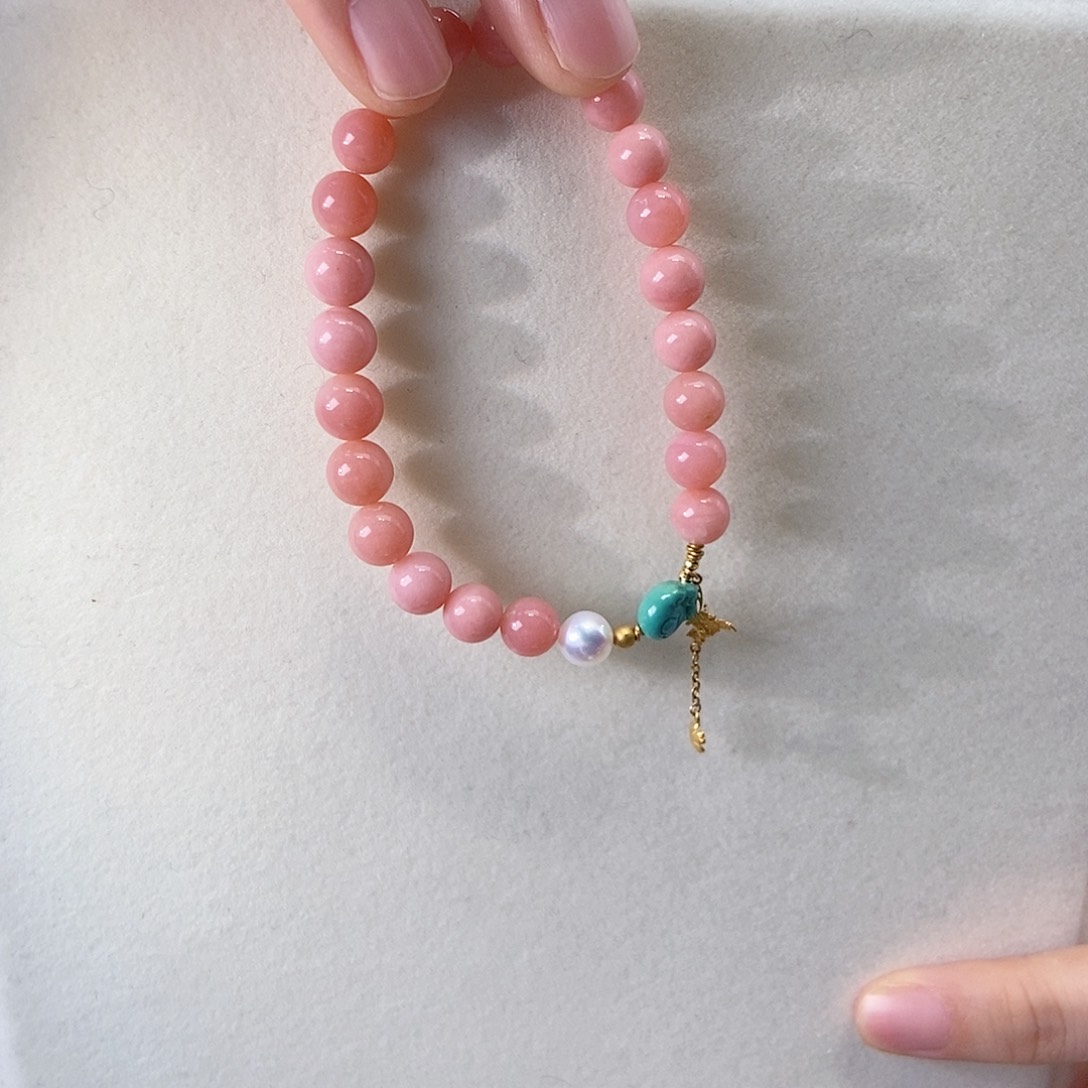 欧泊手链18K金镶嵌设计款粉澳宝