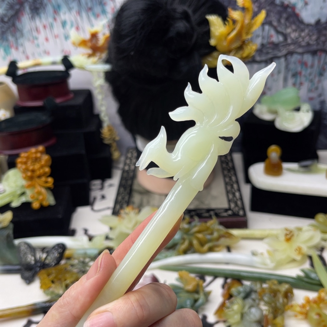 【闪购商品】蛇纹石玉发饰未镶嵌