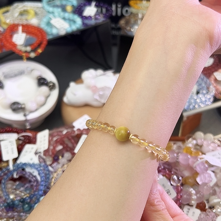 水晶手链银S925镶嵌黄水