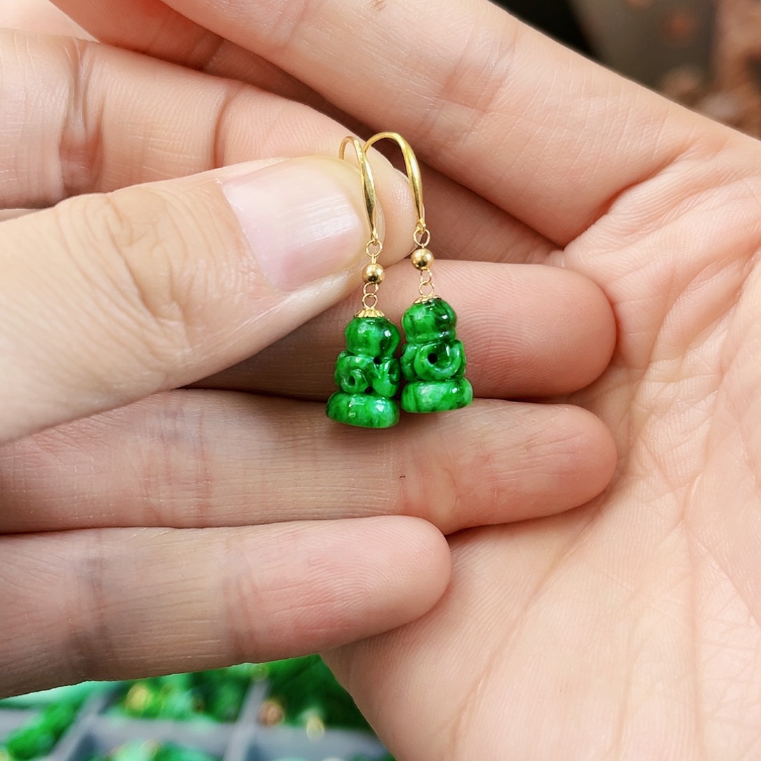 翡翠耳饰18K金镶嵌耳饰多样性