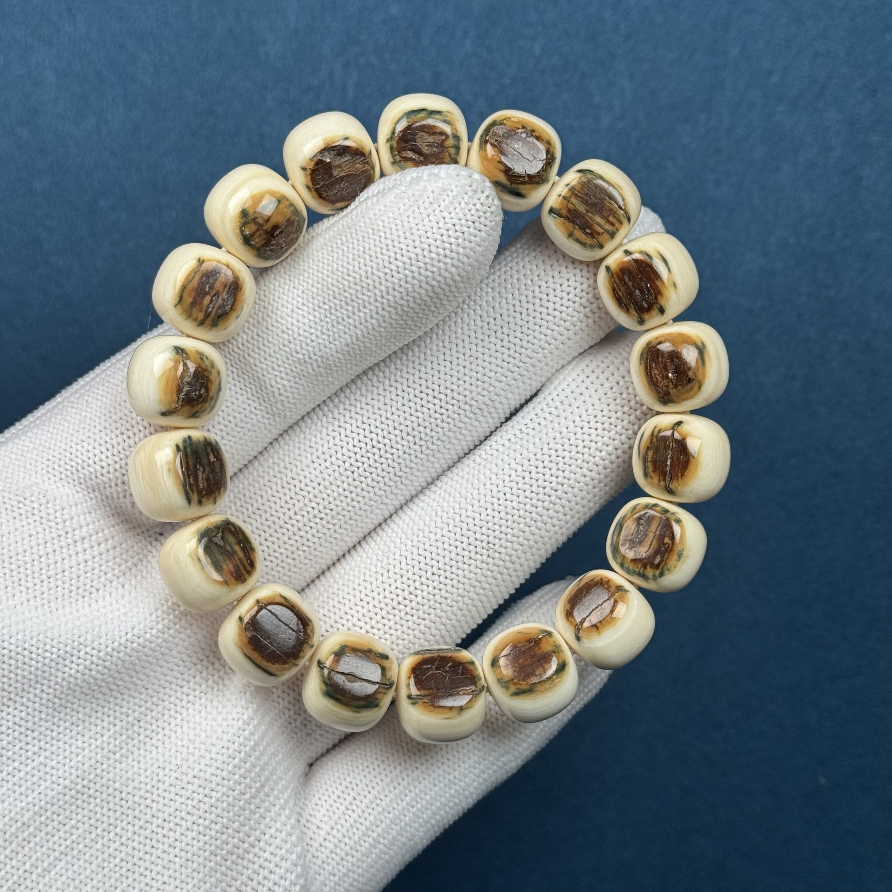 Q41-54天然猛犸牙 黄金瞳手串 12*11mm支持复检假一罚十