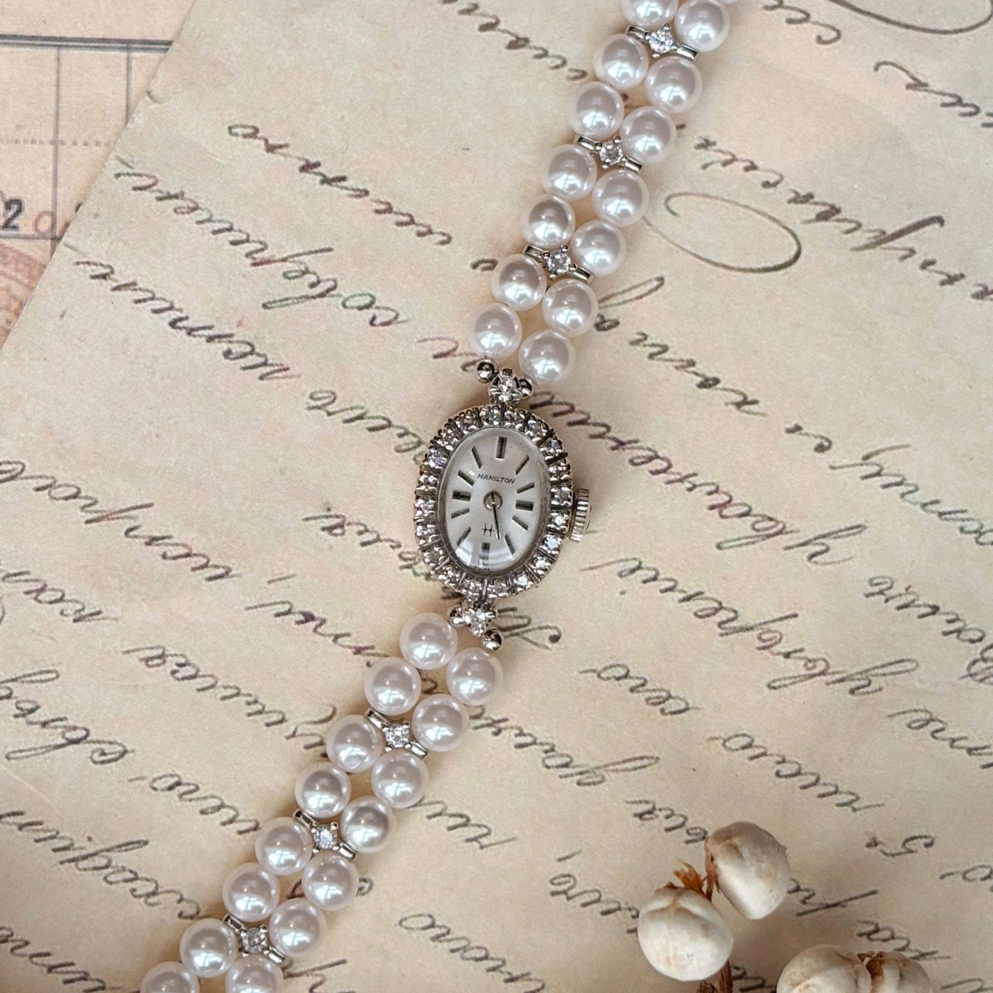 95新 Hamilton/汉米尔顿 1960年代14K原镶天然钻手动机械表ZB2186