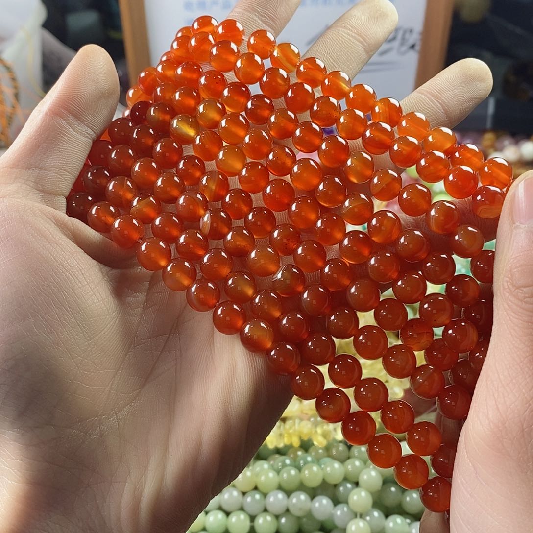 玛瑙/玉髓珠宝半成品未镶嵌一条天然8mm红玛瑙A级