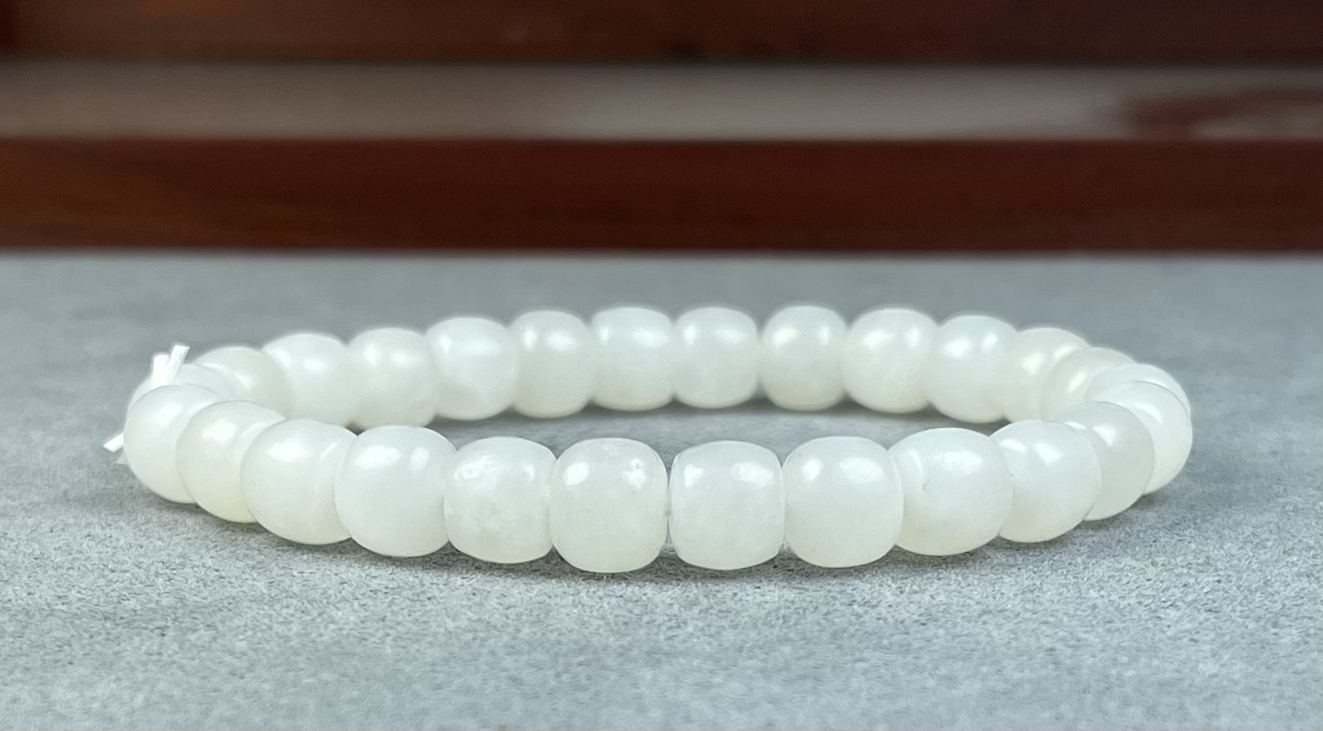 【珠圆玉润·手串】和田玉白玉老型珠手串，23克，8mm