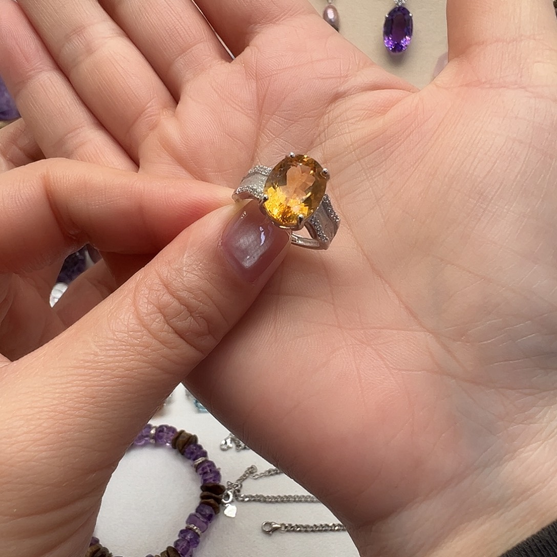 戒指银S925镶嵌水晶戒指