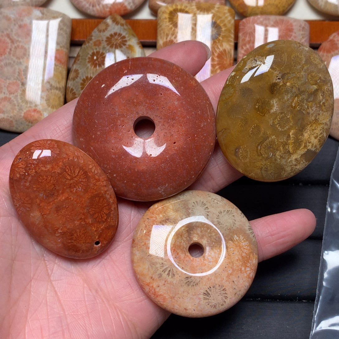 山***叶硅化玉未镶嵌吊坠无事牌平安扣手牌