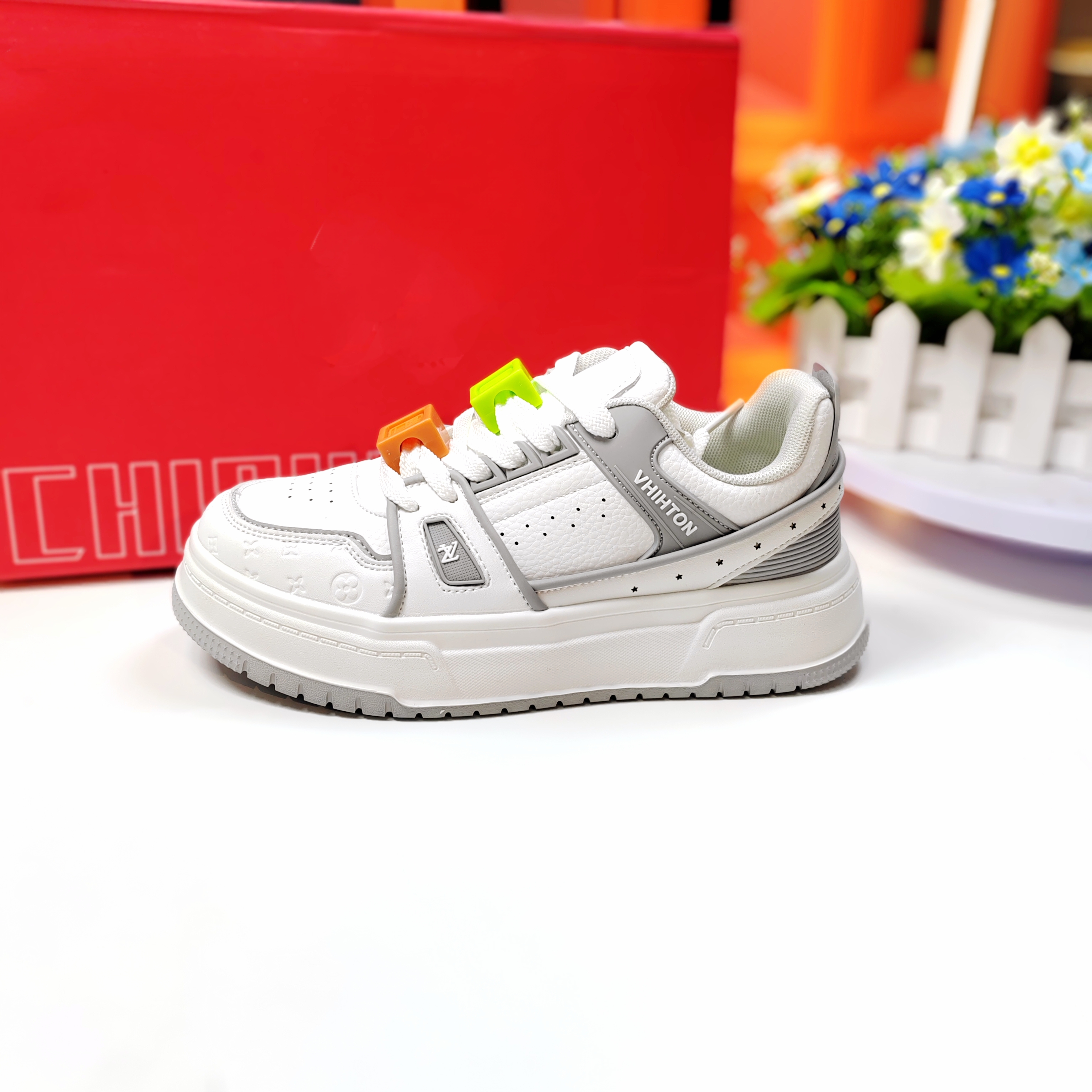 CR女鞋秋冬四季皮面休闲鞋拼色时尚小白鞋圆头休闲鞋时尚学生鞋