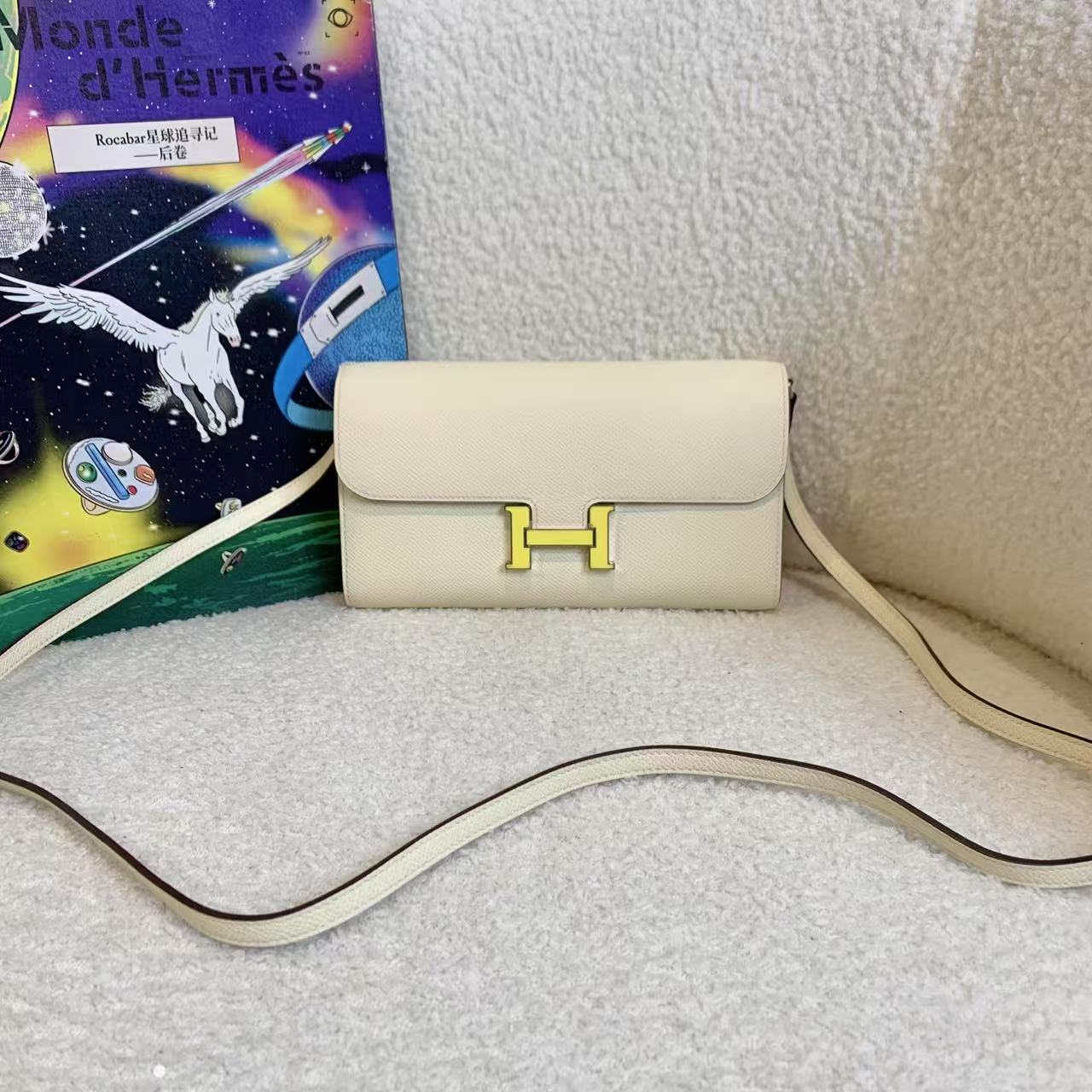 99新 Hermes/爱马仕 壹臻/康康togo奶油白小鸡黄扣 b刻 20831022