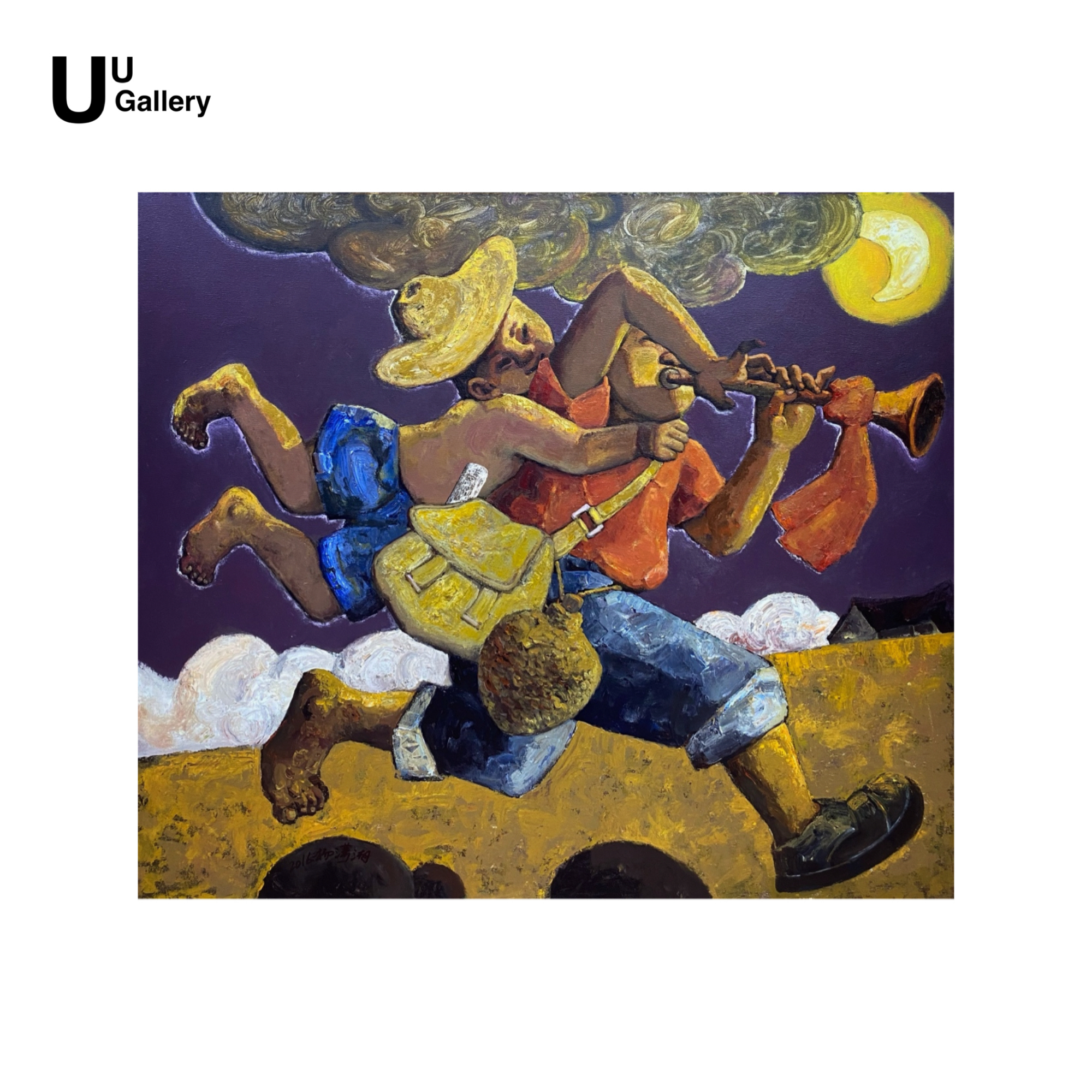 杨潇湘老师《月光下的山坡坡》120*140/原创油画作品