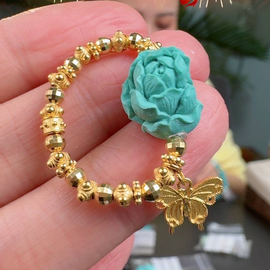 绿松石珠宝奇石18K金镶嵌