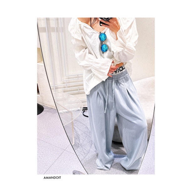 4761丨浅蓝内薄绒直筒休闲香蕉卫裤