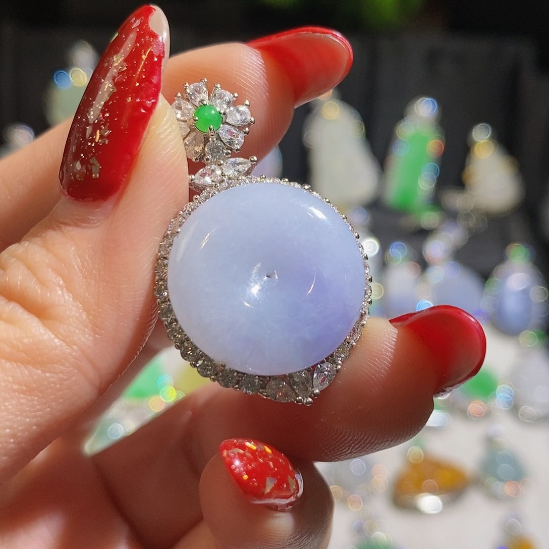 翡翠颈饰银S925镶嵌雪*天然翡翠