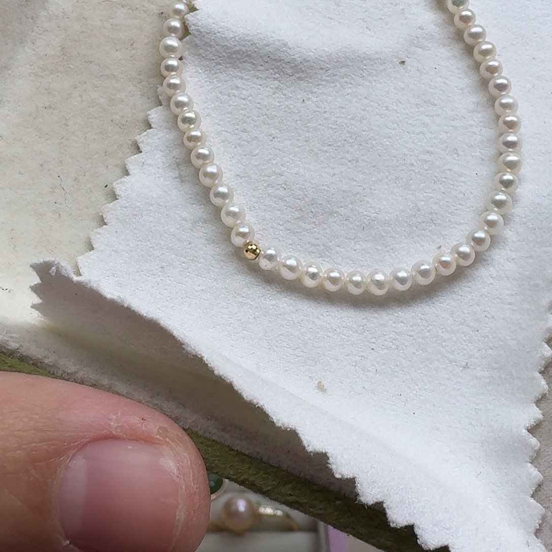 手绳18K金镶嵌淡水珍珠金豆豆小米珠手链