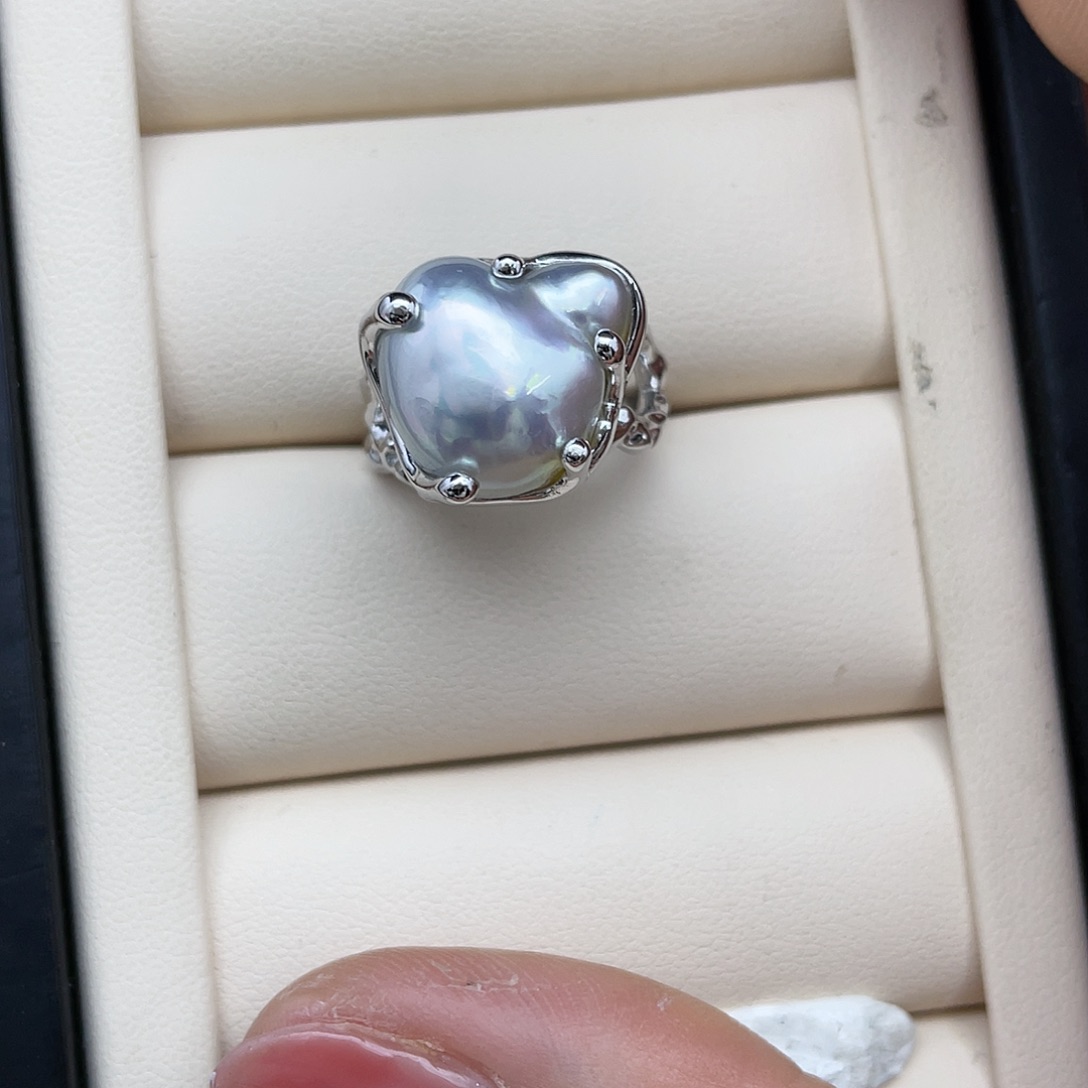 海水珍珠戒指银S925镶嵌