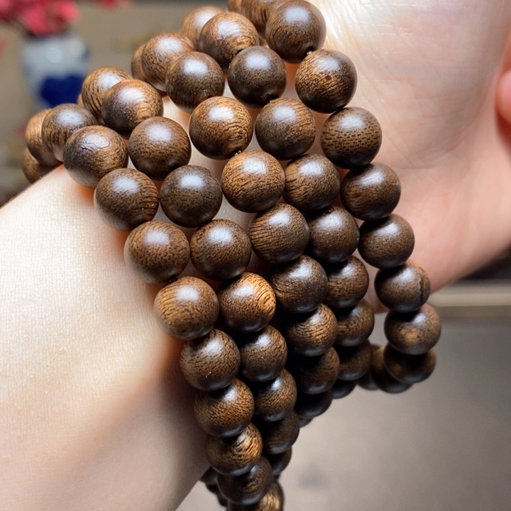 沉香手串越南芽庄白棋楠0.8×108