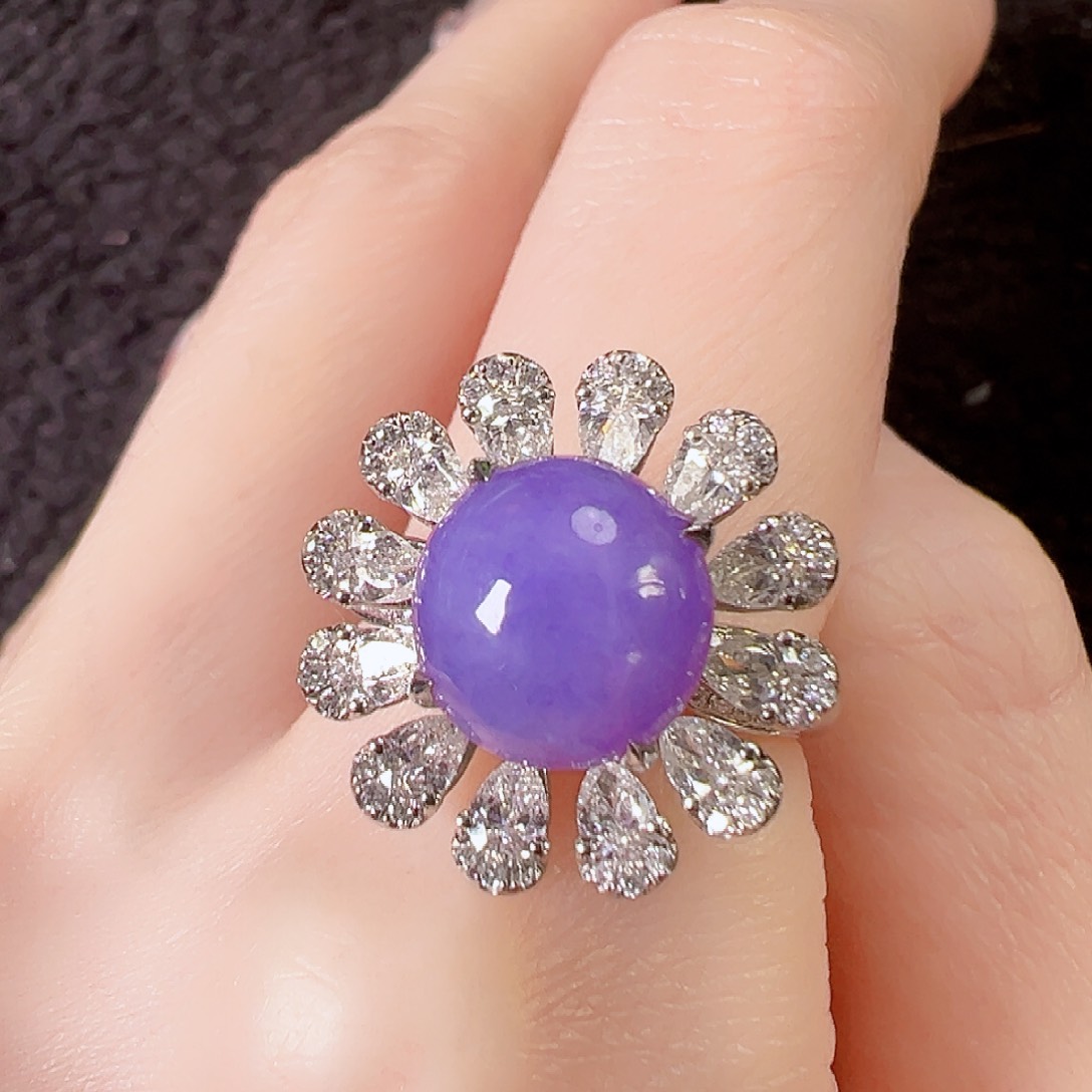 翡翠戒指18K金镶嵌签收后24小时鉴赏期