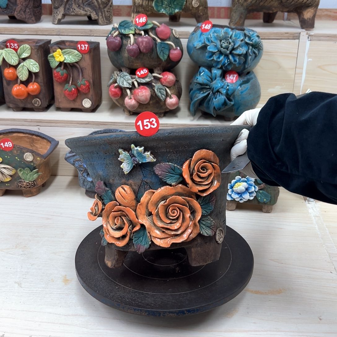 紫砂花盆153号内囗23.5外高17