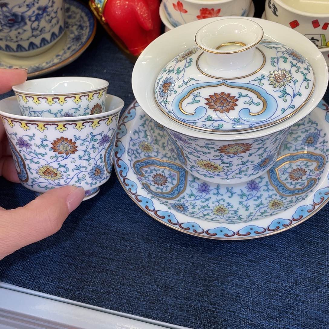 陶景德陶瓷盖碗茶具