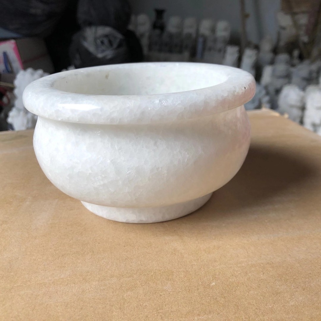 殡葬墓地专用汉白玉石头无字玉石粉佛具香炉