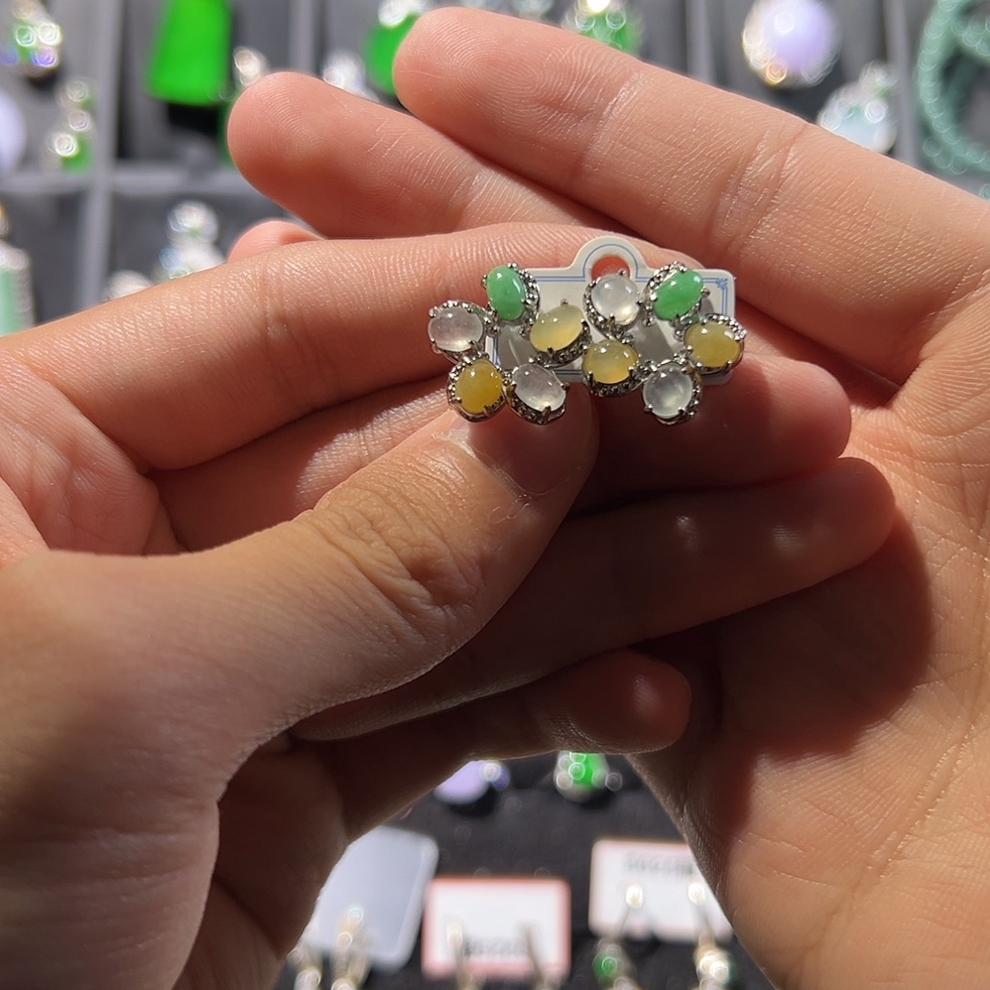 翡翠银S925镶嵌耳饰