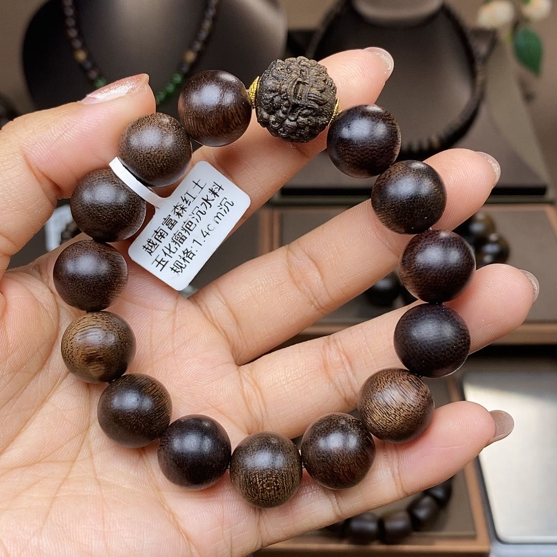 手串沉香越南富森红土玉化瘤疤沉水