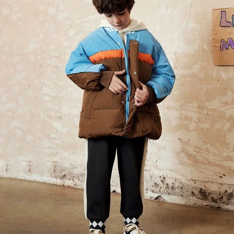 【设计师系列】马家童装男童甜棕色立领羽绒服冬装1307（标齐）