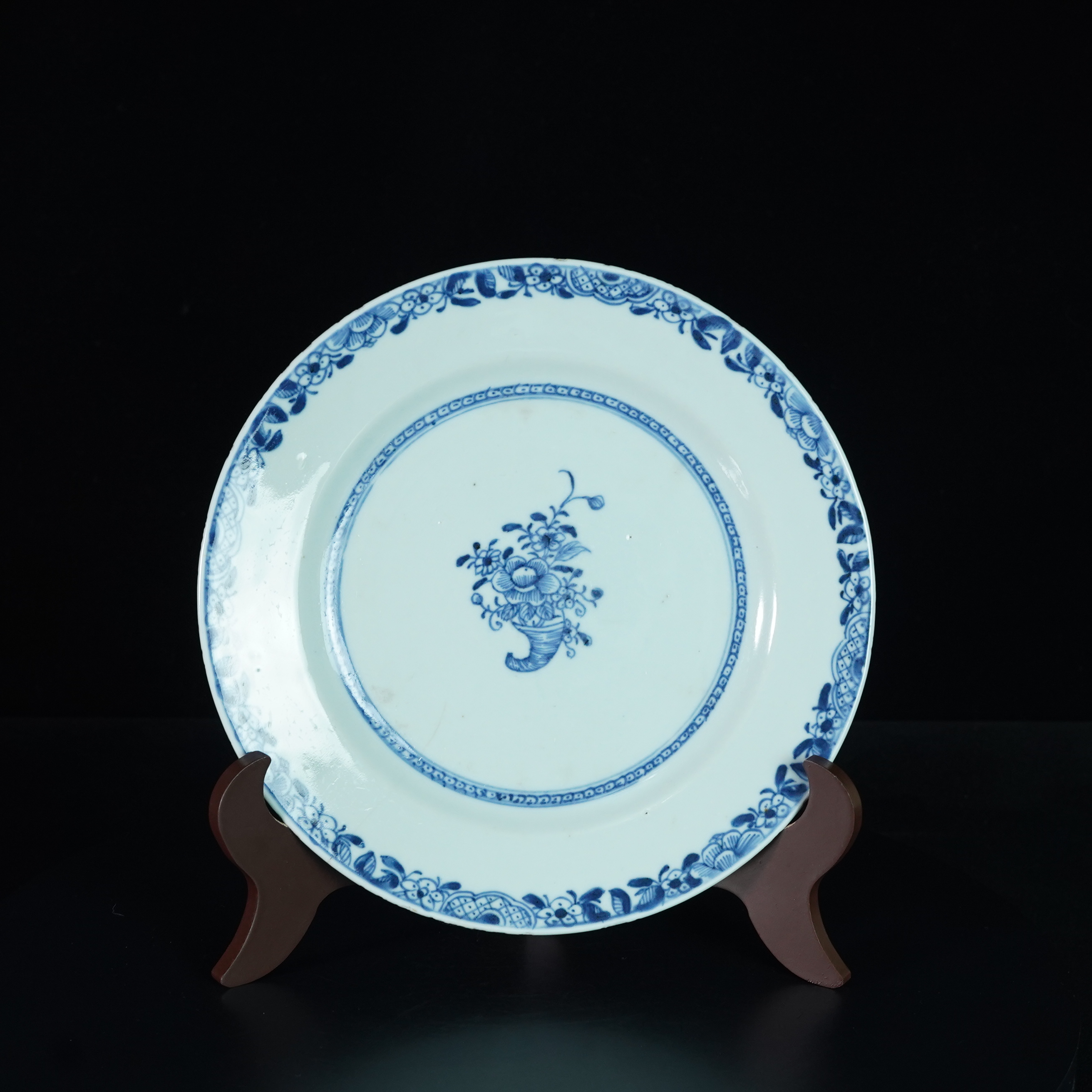 LABC241225081【十竹斋】清乾隆淡描花卉纹赏盘