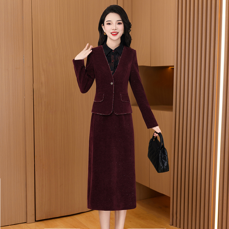 【两件套】23918梦晚春季优雅气质时尚大气休闲收腰显瘦套裙-ASJ