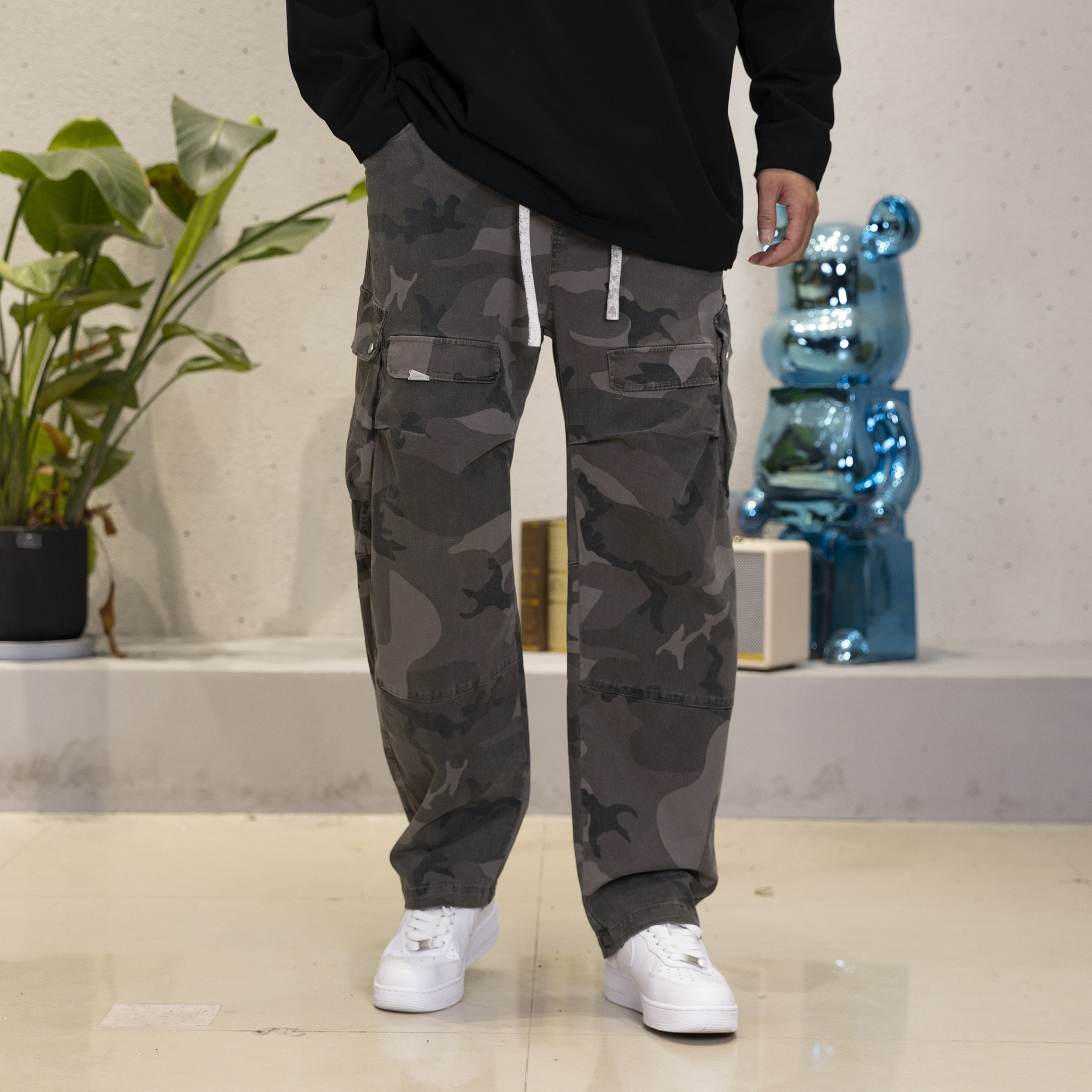 【cityboy】美式复古水洗做旧宽松重磅休闲直筒运动迷彩裤秋季25新