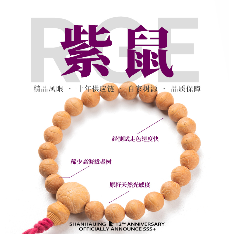 【紫鼠系列】天然尼泊尔小凤眼菩提高端同树籽原生态男女文玩手串