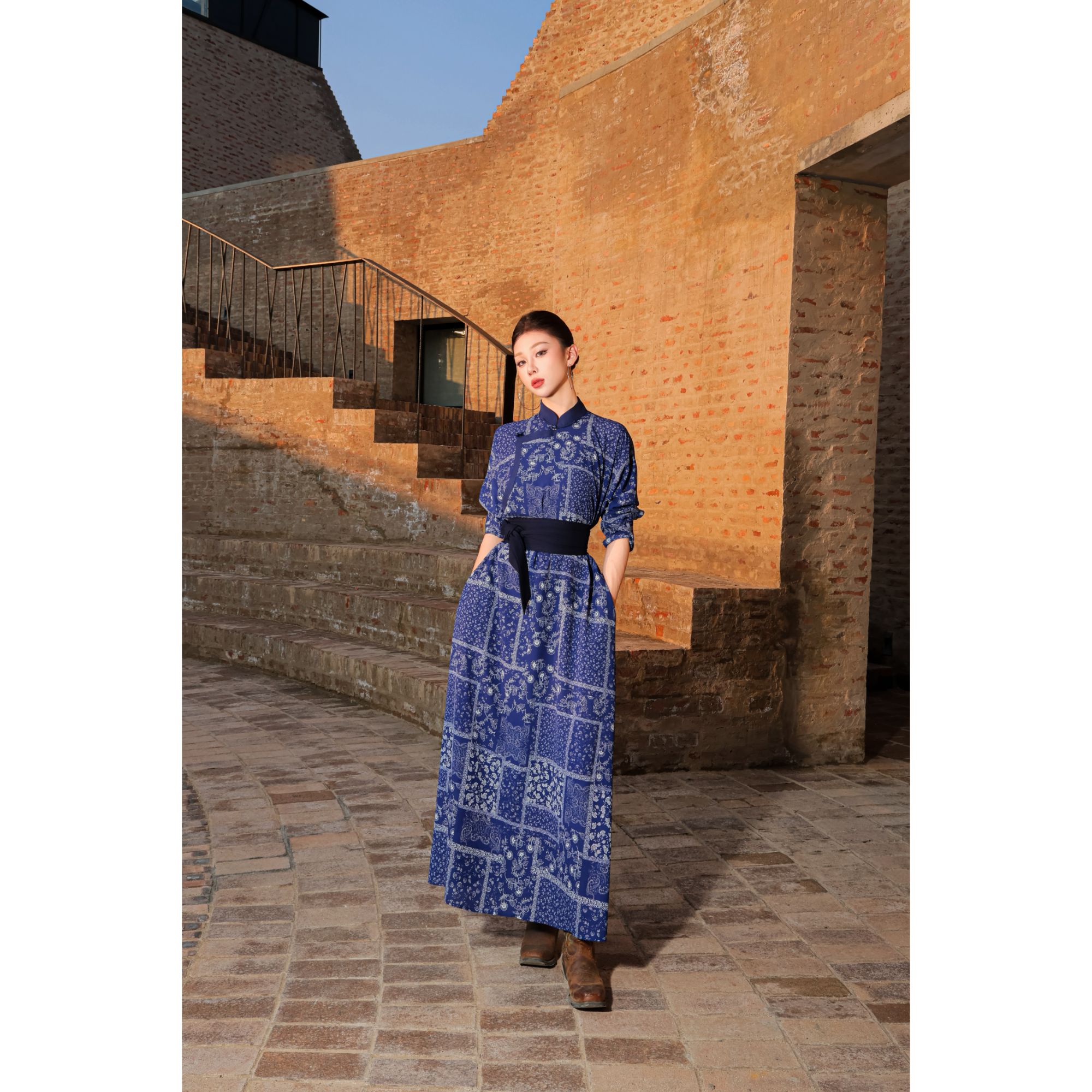 【蒙古丽人】【民族原创】夏季设计师款波西米亚民族风长款衬衫裙