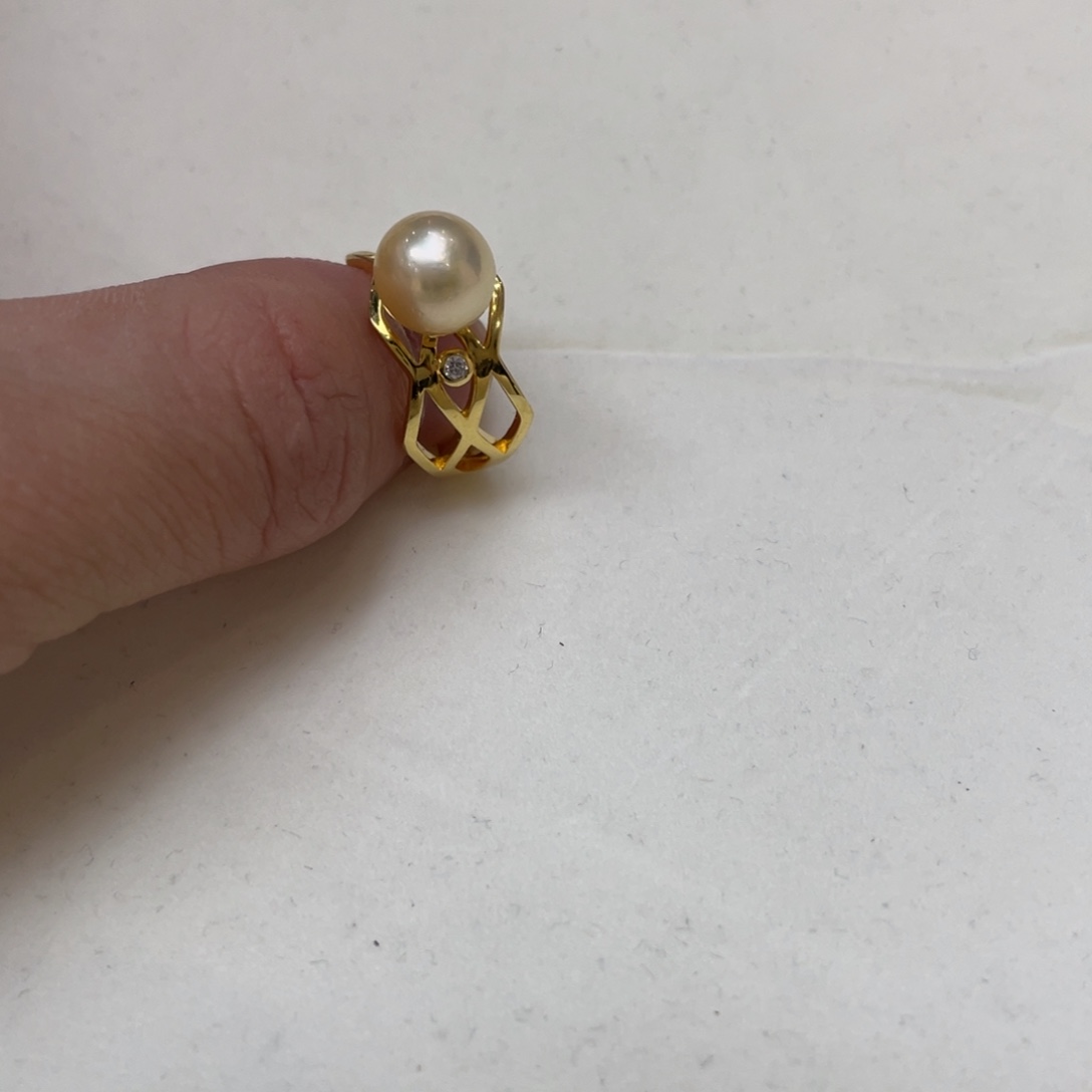 银S925镶嵌海水珍珠戒指